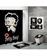 Betty Boop Blowing A Kiss Black Bathroom Shower Curtain Toilet Seat Rugs... - £48.22 GBP