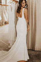 Long Square Neck Mermaid White Bridal Dress,Boho Bridal Gowns - £132.08 GBP