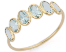 Aquamarine Stackable Half Eternity Band in 18K Yellow Gold - £235.33 GBP