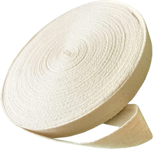 Abbaoww 50 Yards Cotton Twill Tape Ribbon 3/4 Inch, Soft Natural Webbing Tape He - £10.92 GBP
