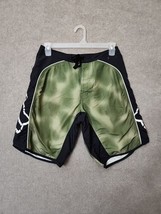 Fox Racing Swim Trunks Board Shorts Mens 32 Green Black Logo Zip Pocket - £23.26 GBP