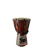 Aboriginal Dot Painted Elephant Djembe Drum 8 Inches Tall 4.5 Inch Diameter - £19.26 GBP