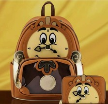 Disney Loungefly LA Con Beauty &amp; Beast Cogsworth Cosplay Mini Backpack &amp; Wallet - £71.93 GBP+