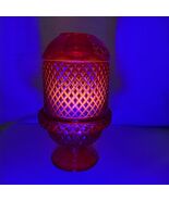 Vintage Viking Glass Ruby Red UV Glow Diamond Point Fairy Lamp - $356.40