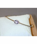 Artisan Gilt Sterling 3 Bezel Set Oval Pale Amethyst Bangle Bracelet 8&quot; - $953.53 MXN