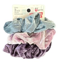 Scunci Velvet Scrunchies, 3CT - Blue, Purple &amp; Pink #33462 - £3.87 GBP