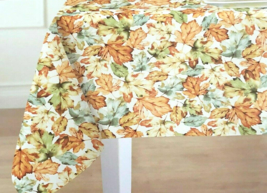 Thanksgiving Fall Alluring Leaves Fabric Tablecloth 60x84 Oblong Harvest... - $38.10