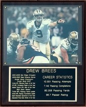 Drew Brees New Orleans Saints 12&quot; x 15&quot; Black-Oak Stats Plaque - $39.95