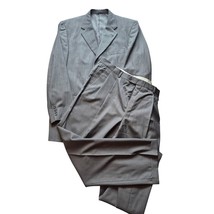 VTG Burberry London Light Charcoal Grey Pinstriped Suit Pleated Wool 42R... - $231.66