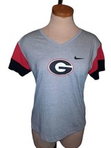 Nike Dri Fit V-Neck T-shirt Georgia G Front Logo Size Small Side Slits - $14.99