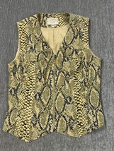 Alberto Makali Sport Vest Womens 12 Tan Snakeskin Print Zip Up Gold 1990... - $38.60