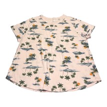 Old Navy T-Shirt Women&#39;s XL Pink Everywear Palm Trees Print Cotton Short... - $17.89