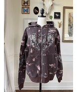 Y2K Daisy Street Bleach Tie Dye Oversize Full Zip Hoodie Purple Wings S - $32.40