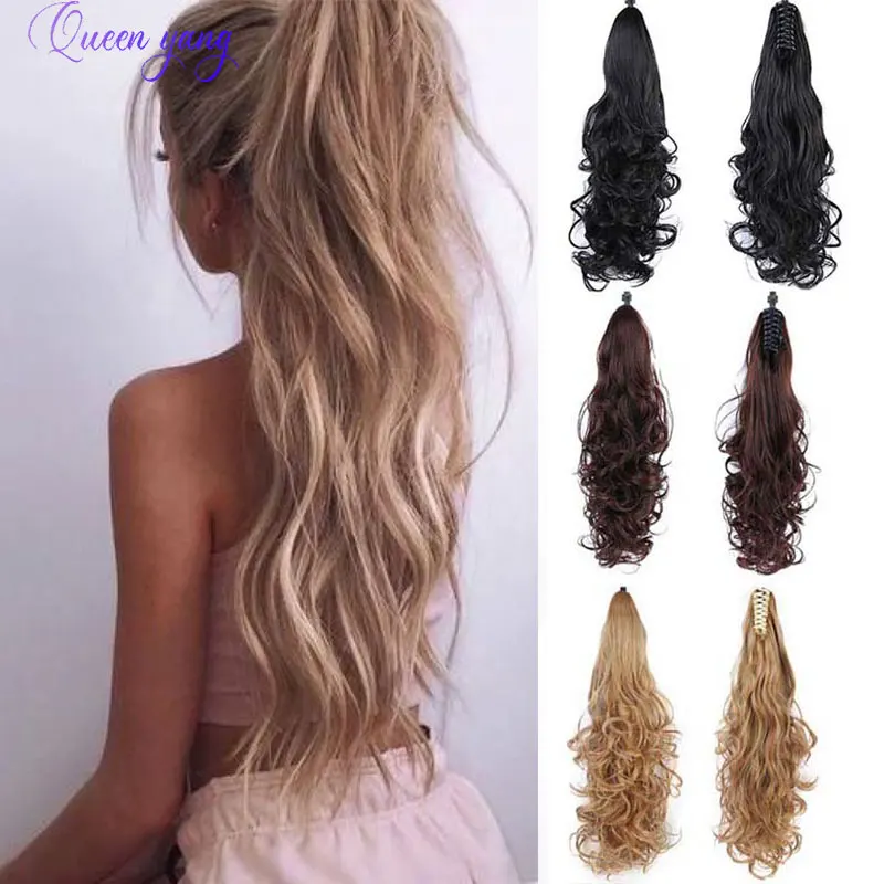 QUEENYANG Synthetic Long Curly Pony Tail Hair Extension Black Brown Fake... - £13.38 GBP+