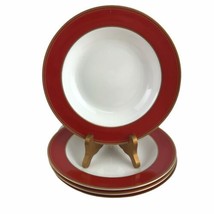 Cathy Hardwick for Mikasa 4 Persian Red Gold Trim Soup Bowls Japan 8-3/4&quot; U37 - £59.71 GBP