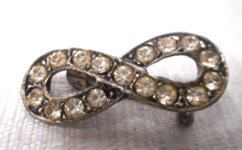 Rhinestone Brooch Vintage Pin Infinity Symbol Glass Crystal Silver Tone ... - $19.79