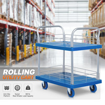 2-Deck[Swivel Wheels]Utility Cart Garage Tool Storage Organizer Trolley ... - £270.17 GBP