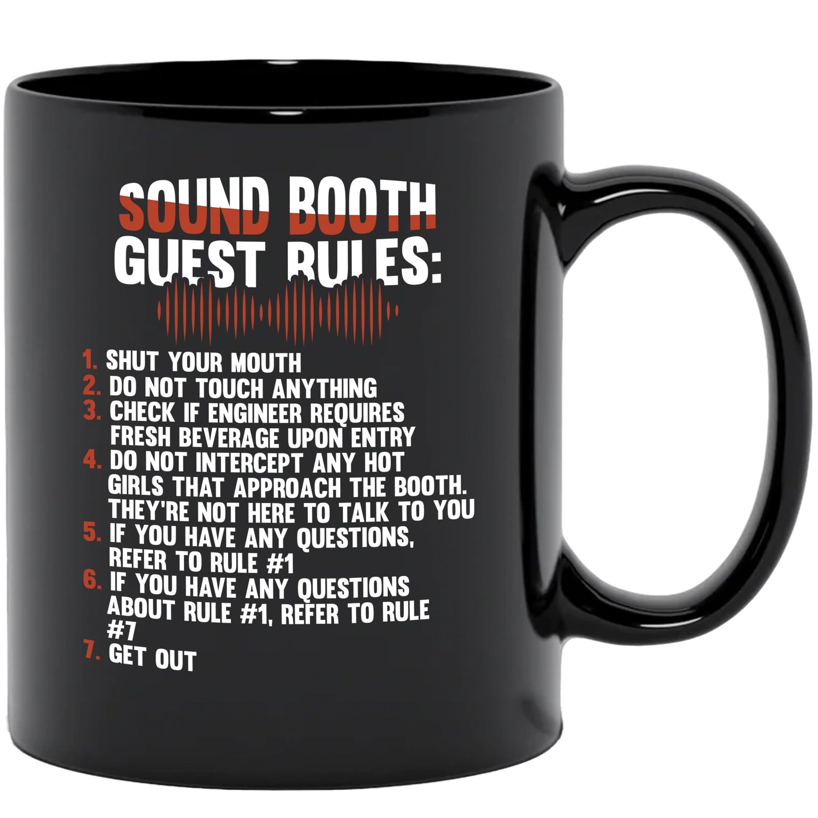 Make Your Mark Design Sound Booth Rules. Funny, Black 11oz Ceramic Mug - $21.77+