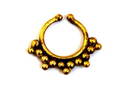 Gold Septum Ring, Fake Septum Ring, Tribal Indian Nose Ring - £6.29 GBP