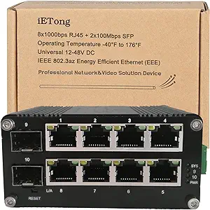 Industrial Ethernet Switch 8 Prot 10/100/1000Mbps Rj45 +2 Port 1000Mbps ... - $200.99