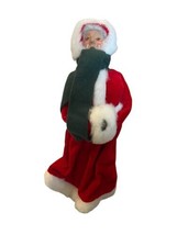 Byers Choice Christmas Carolers Mrs Santa Claus 2001 Red Velvet White Muff 12.5&quot; - £29.98 GBP