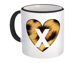 Monogram Letter X : Gift Mug Leopard Initial ABC Alphabet Animal Heart CG7173X - £12.70 GBP