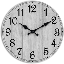 Wall Clock, Rustic Wall Clocks Battery Operated Silent Non Ticking, Country roun - £20.21 GBP