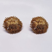 Vintage Gold Tone Signed MONET Cordelia Starburst Pierced Earrings - £15.48 GBP