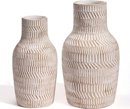 Teresa&#39;S Collections Rustic Ceramic Vase For Home Decor, Set Of 2 Large, 9 Inch - £35.96 GBP