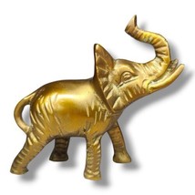 Vintage Miniature Solid Brass Elephant Raised Trunk Figurine Paperweight C17 - £17.22 GBP