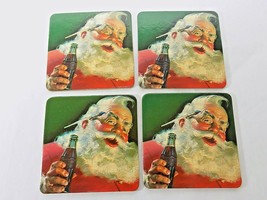 4 Coca Cola Santa Claus Cork Coasters Smiling Santa W/ Paintbrush Behind Ear (4) - £2.32 GBP