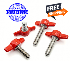 1/4&quot;-20 Thumb Screws T Bolts with Red Butterfly Tee Wing Knob Stainless Steel - £8.55 GBP+