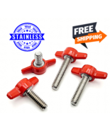 1/4&quot;-20 Thumb Screws T Bolts with Red Butterfly Tee Wing Knob Stainless ... - £8.45 GBP+