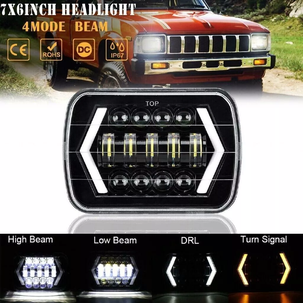 2 Pcs 7x6" Led Headlight Hi-Lo Beam Halo Drl For Wrangler Yj Xj Dhl Express - $86.90