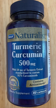 Rexall Naturalist Turmeric Curcumin 500mg 180 Caps Antioxidants Immunity... - $9.89