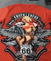 Knucklehead Motorcycles Old Time Classics Route 66 T-Shirt Adult Med Polyester - £18.18 GBP