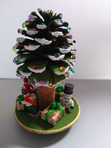 Old World Theme Miniature Diorama Christmas Tree  Snow Man Scene with ice skatin - £45.47 GBP