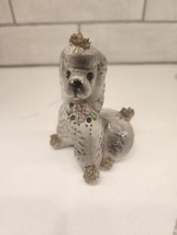 Vintage Josef Originals 3.75 Inches High Gray Poodle Dog With Pink Flowers - $23.00