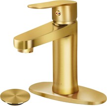 Bathroom Sink Faucet Soka Brass Brushed Gold Bathroom Sink Faucet Gold With - £59.90 GBP
