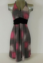MY MICHELLE womens Small Halter black pink white EMPIRE WAIST stretch dress (C4) - £21.98 GBP