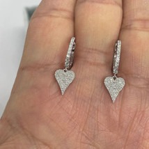 1Ct Lab-Created Diamond Halo Heart Drop &amp; Dangle Earrings 14K White Gold Plated - £74.08 GBP