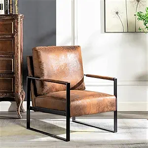 Classic Mid Century Modern Accent Chair With Durable Square Metal Frame,... - $216.99