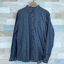 Ocean Current Chambray Printed Shirt Blue Button Front Casual Cotton Men... - $24.74