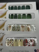 Color Street Nail Strip - 4 pack - Green Glitter &amp; 3 Holiday Glitter Designs - £22.50 GBP