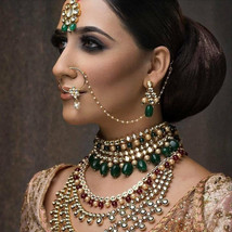 VeroniQ Trends-Designer Kundan/Polki Full Coverage heavy Bridal Necklace Set in  - £189.28 GBP