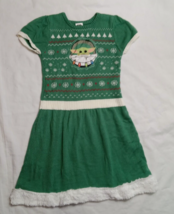 Star Wars Girls XL 14-16 Christmas Knit Sweater Dress Green White Baby Yoda - £8.51 GBP