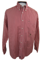 Tommy Hilfiger 1990s vintage Men Dress Shirt long sleeve red white strip... - $39.59