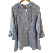 Sigrid Olsen Womens Linen Hooded Jacket Lagenlook Size Small Blue Coasta... - $34.99
