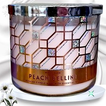 BATH &amp; BODY WORKS  PEACH BELLINI 3 WICK CANDLE 14.5OZ PINK &amp; GOLD G - $25.83