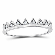 10kt White Gold Womens Round Diamond Chevron Stackable Band Ring 1/10 Cttw - £141.61 GBP